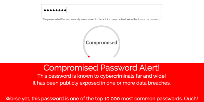 Exposed Password Screening Check