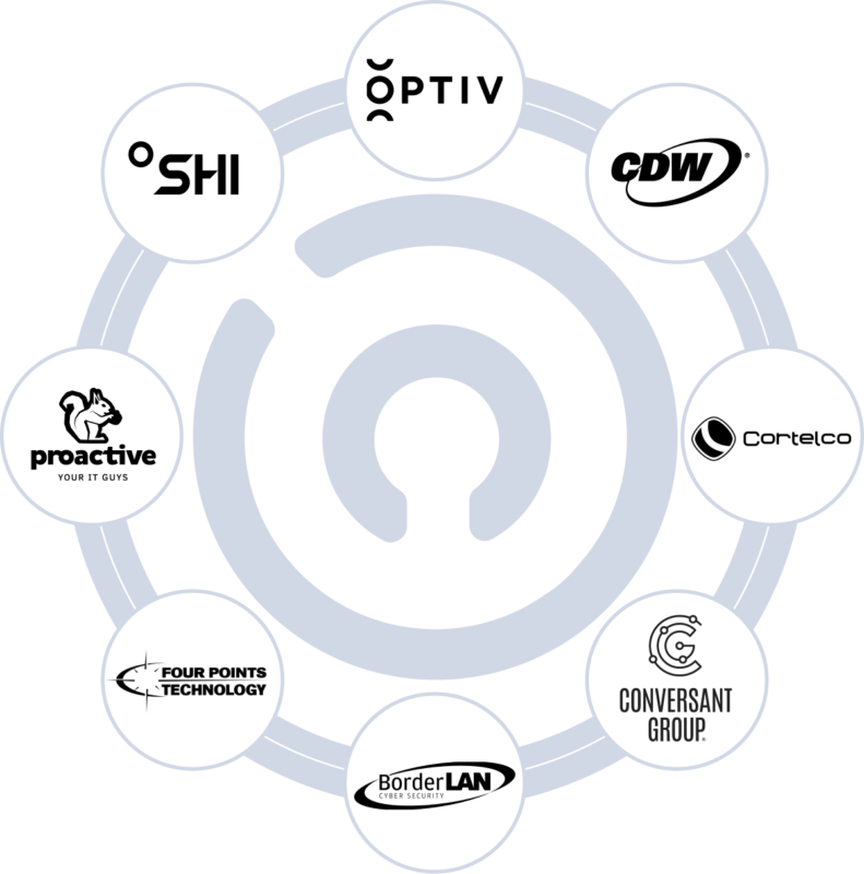 Partner logos infront of enzoic icon