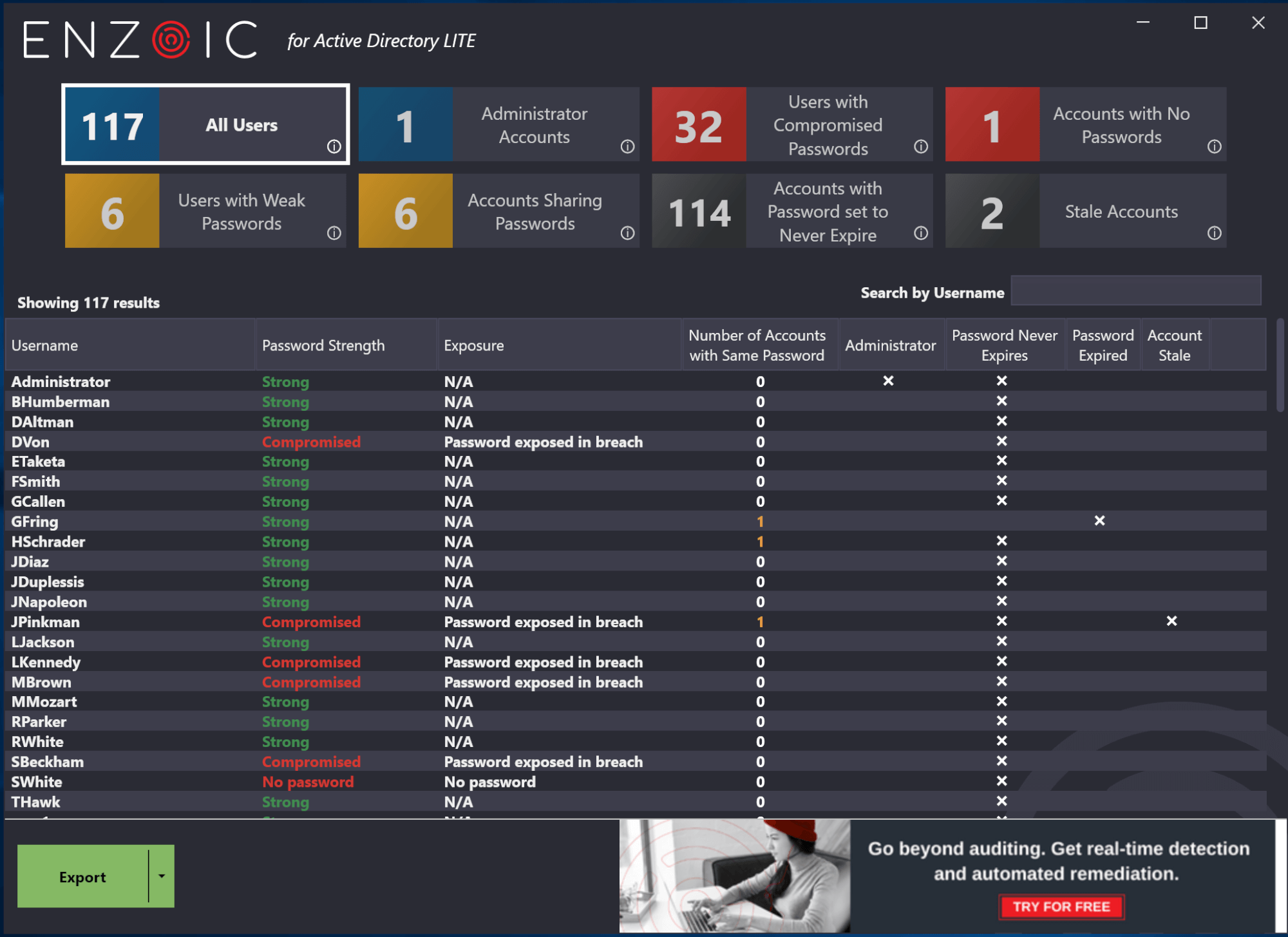 Password Auditing Tool AD Lite