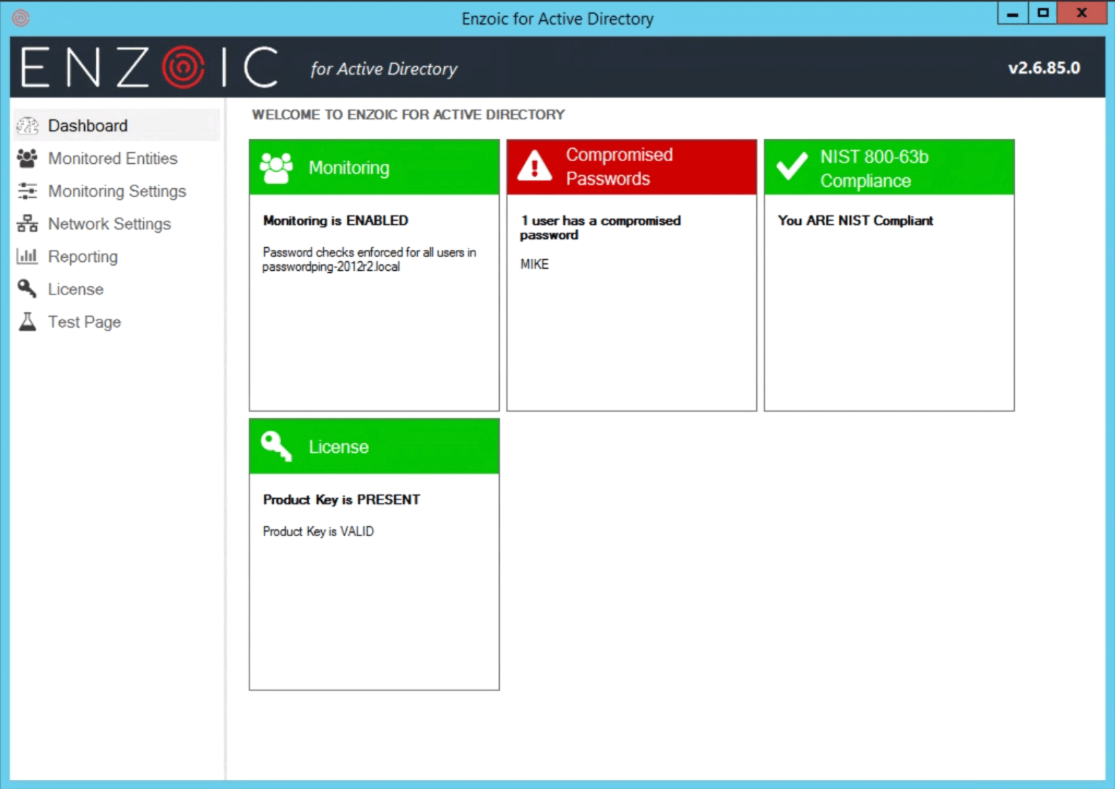 Dashboard that displays Compromised Users