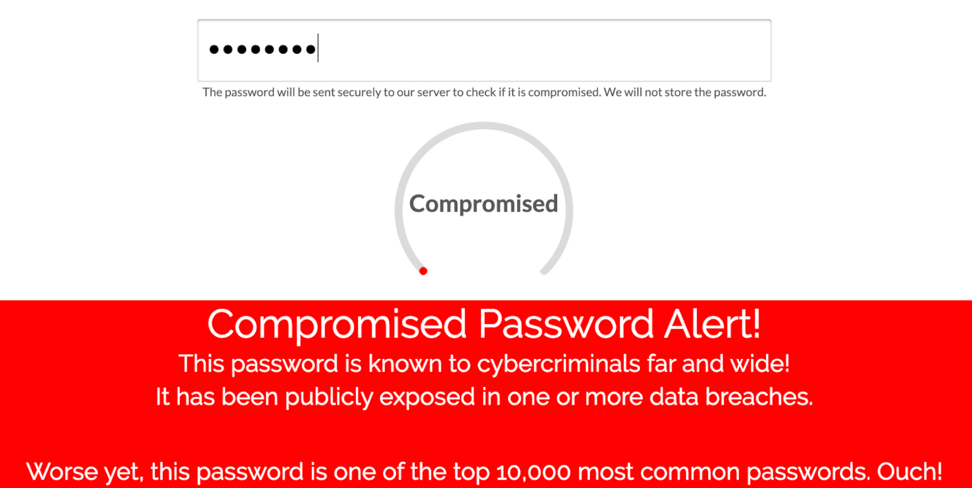 Exposed Password Screening Check